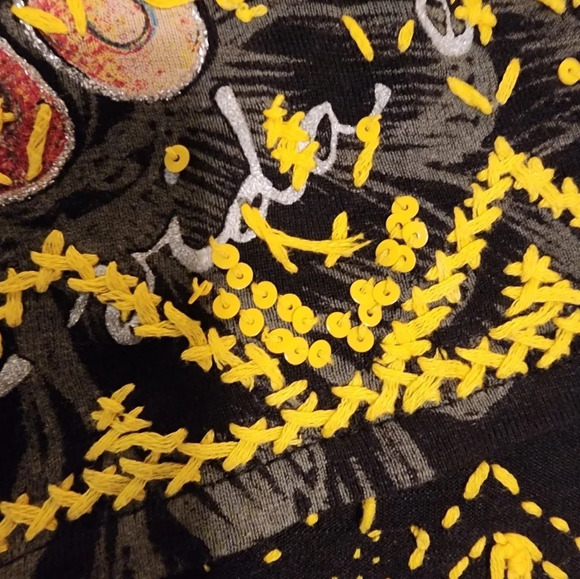 Desigual Skirt Small Black Floral A Line Stretch Embellished Artsy Fal Aurora - Picture 12 of 12